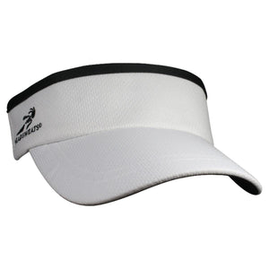 White Headsweats visor with black trim and logo