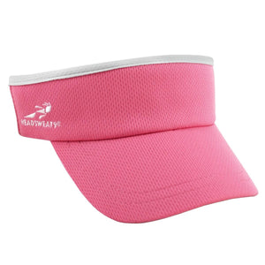 Pink Headsweats visor with white trim and logo