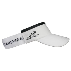 White Headsweats visor with black trim and logo