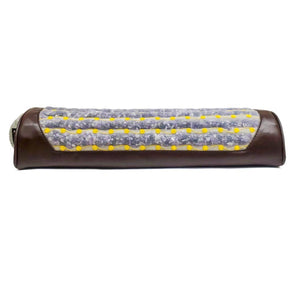 HealthyLine amethyst gemstone bolster pillow with brown leather trim