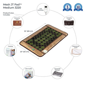 HealthyLine Mesh JT Pad Medium 3220 with included accessories and dimensions