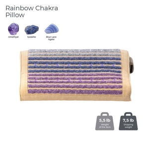 HealthyLine Rainbow Chakra pillow with amethyst sodalite and blue lace agate stones