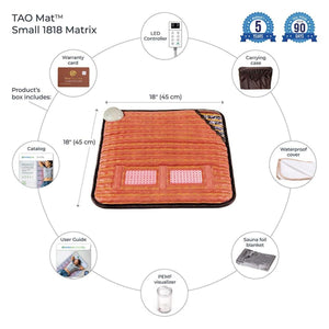 HealthyLine TAO Mat Small 1818 Matrix with included accessories and dimensions