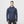Man wearing a navy blue Heat Experience heated hoodie with orange zipper detail