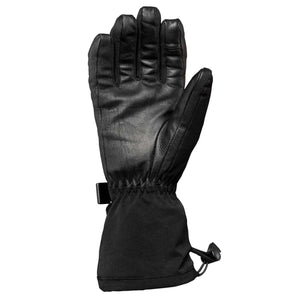 Heat Experience black leather winter glove with adjustable wrist strap and drawstring cuff