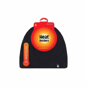 Black Heat Holders mens beanie hat with product packaging tag