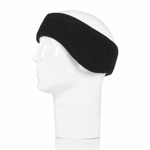 Heat Holders black knit ear warmer headband on a white mannequin head