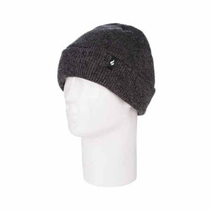 Heat Holders charcoal grey knit beanie on a white mannequin head