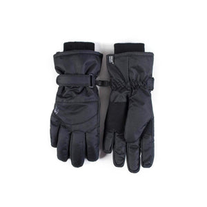 Pair of black Heat Holders winter gloves with adjustable wrist straps and textured palms