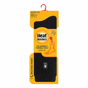 Heat Holders Ultra Lite thermal socks in black on retail packaging