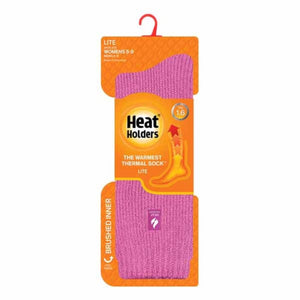 Heat Holders Lite thermal socks in pink on retail packaging