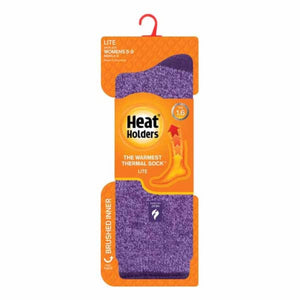 Heat Holders purple Lite thermal socks on retail packaging
