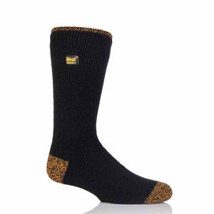 Heat Holders black thermal crew sock with orange speckled heel and toe