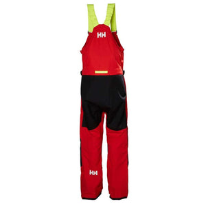 Helly Hansen red and black sailing bib trousers with lime green straps