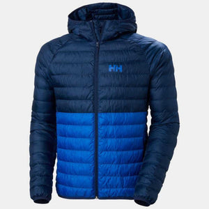 Helly Hansen blue hooded puffer jacket with color block design