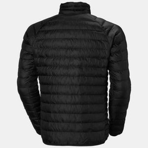 Back view of a black Helly Hansen quilted puffer jacket