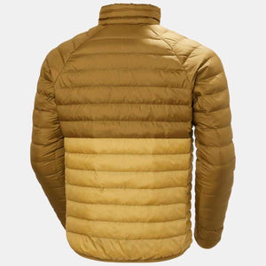 Back view of a Helly Hansen two tone brown quilted puffer jacket