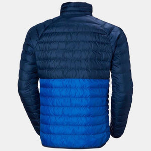 Back view of Helly Hansen two tone blue quilted puffer jacket