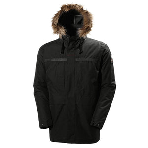 Helly Hansen black parka with a faux fur hood
