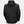 Back view of black Helly Hansen hooded rain jacket with white HH logo on shoulder