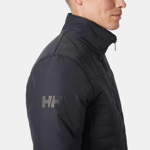 Helly Hansen black quilted jacket with high collar and HH logo on sleeve