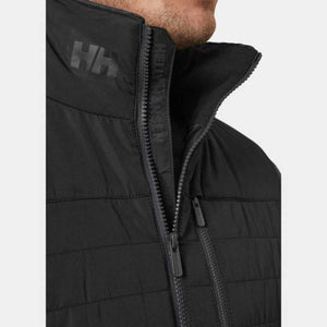 Close up of black Helly Hansen puffer vest collar and zipper