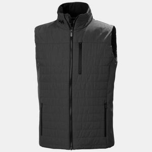 Helly Hansen charcoal grey insulated vest with full zip closure and zippered pockets