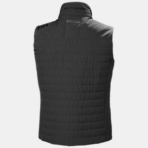 Back view of a black Helly Hansen quilted vest