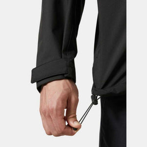 Helly Hansen black jacket sleeve with adjustable cuff and hem drawcord