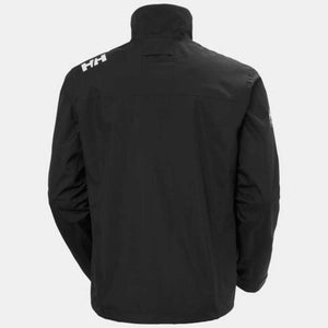 Back view of a black Helly Hansen jacket with HH logo on the shoulder