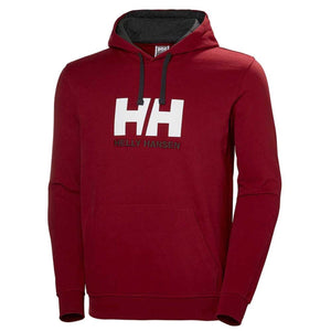 Helly Hansen red pullover hoodie with white logo on chest