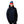 Man wearing a Helly Hansen navy ski jacket and a multi-colored knit beanie