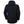 Back view of a black Helly Hansen hooded jacket with a small HH logo on the neck