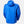 Back view of a blue Helly Hansen hooded rain jacket