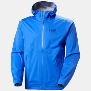 Helly Hansen blue hooded rain jacket with front zipper