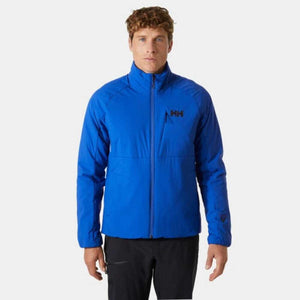 Man wearing a blue Helly Hansen zip up jacket with a chest pocket