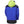 Back view of Helly Hansen blue and lime green hooded jacket with HH logo
