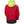 Back view of a red Helly Hansen jacket with a high visibility yellow hood and HH logo