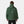 Back view of a person wearing a green Helly Hansen hooded rain jacket