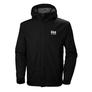 Helly Hansen black hooded rain jacket with HH logo