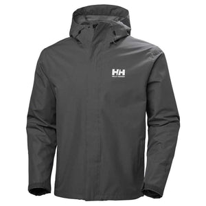 Helly Hansen grey hooded rain jacket with HH logo