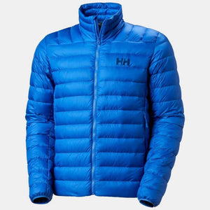 Helly Hansen blue puffer jacket with front zipper and HH logo