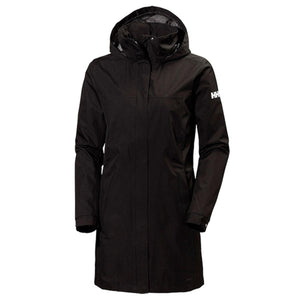 Helly Hansen black hooded rain coat with front zipper closure