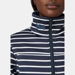 Helly Hansen navy and white striped zip up jacket with HH logo on collar