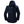 Back view of a navy Helly Hansen hooded rain jacket with HH logo on the shoulder