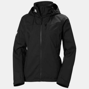 Helly Hansen black hooded softshell jacket with front zipper and chest pocket