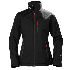 Helly Hansen black softshell jacket with red zipper pulls and HH logo on collar