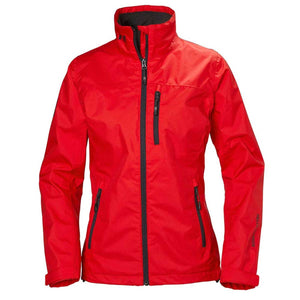 Helly Hansen red waterproof jacket with black zippers and high collar