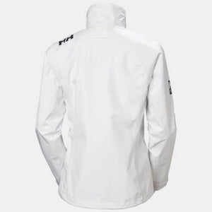 Back view of a white Helly Hansen jacket with HH logo on the shoulder