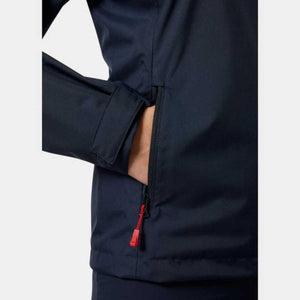 Close up of Helly Hansen jacket side pocket with red zipper pull